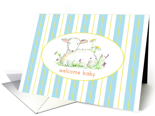 Welcome Baby Boy Congratulations Lamb Farm Animal card (86589)