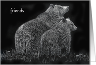 Friends Bears Meadow Wildlife Animal Drawing card