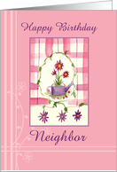 Happy Birthday Neighbor Flower Bouquet Watercolor card