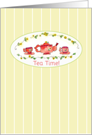 Tea Time Tea Party Invitation Yellow White Stripes card