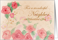 Neighbor Valentine’s Day Pink Rose Watercolor Art card