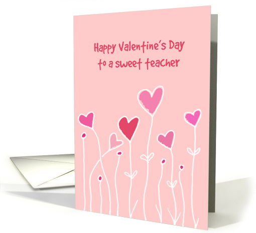 Happy Valentine's Sweet Teacher Pink Hearts card (889298)