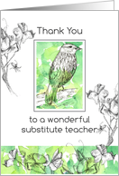 Substitute School Teacher Appreciation Day Thank You Bird card