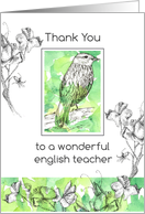 English Teacher Appreciation Day Thank You Bird card