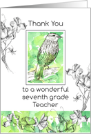 Seventh Grade Teacher Appreciation Day Thank You Bird card
