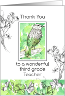 Third Grade Teacher Appreciation Day Thank You Bird Sweet Peas card