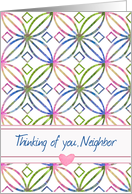 Thinking of You Special Neighbor Floral Art Nouveau card