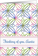 Thinking of You Auntie Floral Art Nouveau Geometric Pattern card