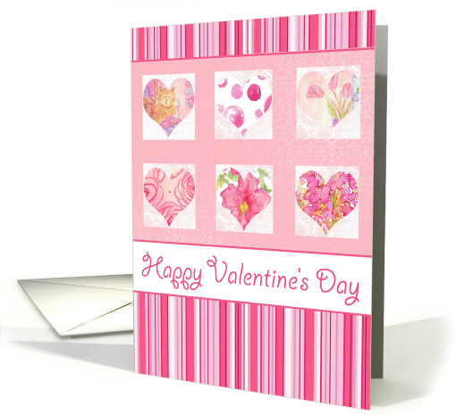 Happy Valentine's Day Pink Flower Watercolor Heart Collage card