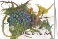 Dinner Party Invitation Grapes Vine Fruit Watercolor Art card