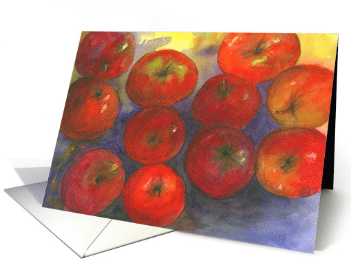 Red Apples Watercolor Painting Fine Art Blank card (900198)