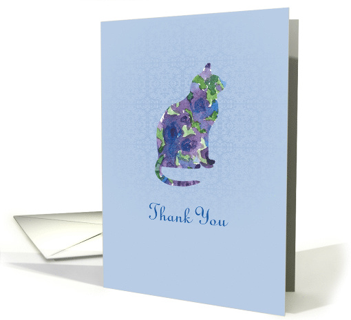 Thank You Cat Animal Pet Blue Blank card (906588)