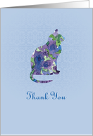 Thank You Cat Animal Pet Blue Blank card