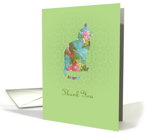 Thank You Cat Animal Pet Green Blank card (906603)