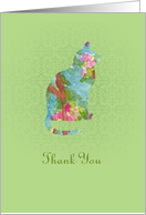 Thank You Cat Animal Pet Green Blank card