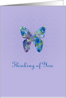 Thinking of You Friend Blue Watercolor Floral Butterfly card