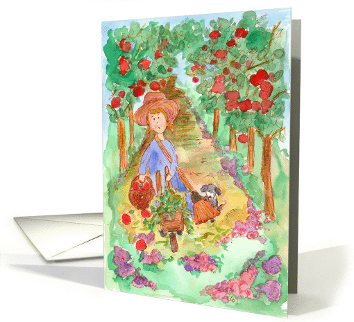 Autumn Thinking of You Apple Orchard Harvest Puppy Dog card (90687)