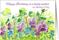 Happy Birthday Mom on Mother’s Day Violets card