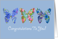 Congratulations To You New Job Butterfly Blue Flowers card