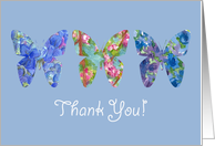 Thank You Butterfly Blue Flowers Watercolor Art card