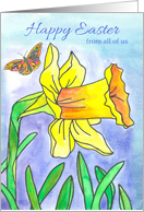 Happy Easter From All of Us Yellow Daffodil Butterfly card