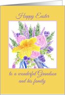 Happy Easter Grandson and Family Spring Flower Bouquet card