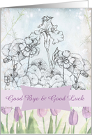 Good Bye Good Luck Lavender Tulip Iris Nasturtium Flower Collage card