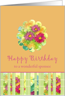 Happy Birthday Wonderful Sponsee Pink Aster Flower Watercolor card