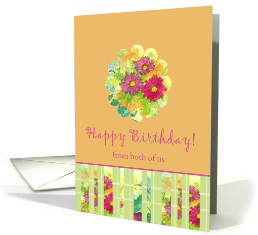 Happy Birthday From Both of Us Pink Aster Flower Watercolor card