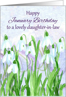 Happy January Birthday Lovely Daughter-in-Law Snowdrops card