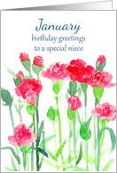 Happy Birthday Niece Carnation January Birth Month Flower card