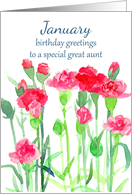 Happy Birthday Great Aunt Carnation Birth Month Flower card