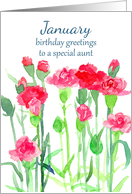 Happy Birthday Aunt Pink Red Carnation Flowers card