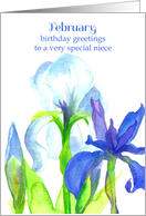 Happy Birthday Special Niece Iris February Birth Flower card