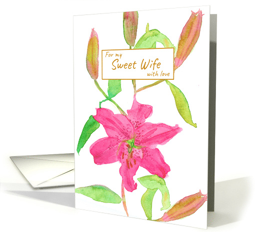 For My Sweet Wife With Love Pink Day Lily Flower card (915053)