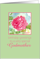 Happy June Birthday Godmother Rose Flower Watercolor Painting card