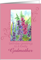 Happy July Birthday Godmother Larkspur Flower Watercolor card