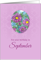 For Your Birthday in September Purple Asters card