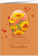 Happy October Birthday Daughter Marigold Flower card