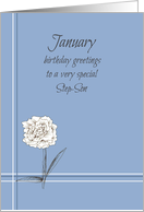 Happy January Birthday Step Son White Carnation Flower card