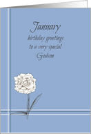 Happy January Birthday Godson White Carnation card