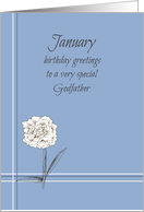 Happy January Birthday Godfather White Carnation Flower card