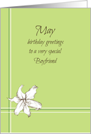 Happy May Birthday Boyfriend White Lily card