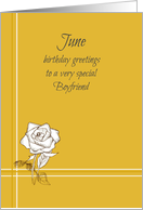 Happy June Birthday Boyfriend White Rose card