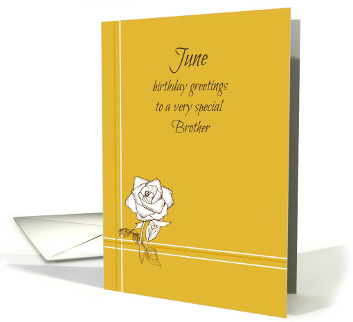 Happy June Birthday Brother White Rose Flower Drawing card (927538)