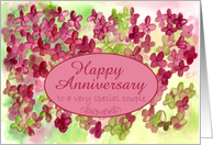 Happy Anniversary Burgundy Hydrangea Flower Watercolor Art card
