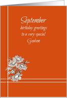 Happy September Birthday Godson White Aster Flower card