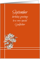 Happy September Birthday Godfather White Aster Flowers card