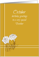 Happy October Birthday Brother White Marigold Flower card