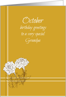 Happy October Birthday Grandpa White Marigold Flower card